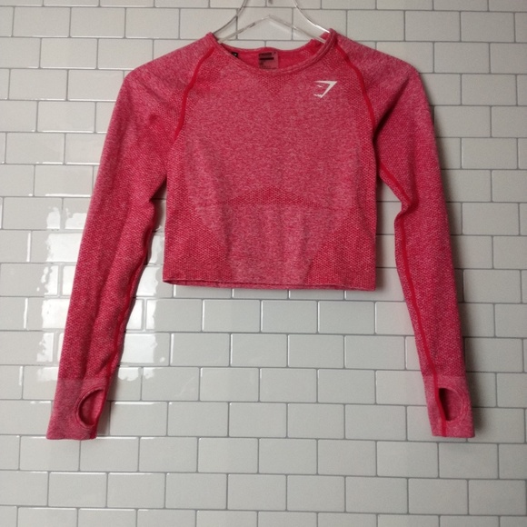 Gymshark seamless crop top pink sherbet size small - Picture 3 of 5